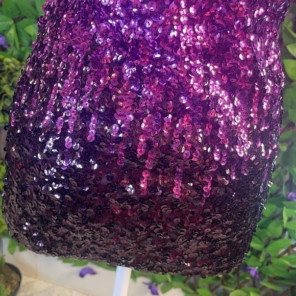 NWT Glitter Sequin Ombré Purple Short Sleeve Blouse Small Sparkle Party Top - Picture 10 of 15